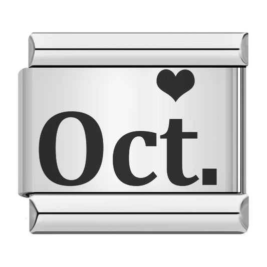 October with Heart, on Silver - Charms Official