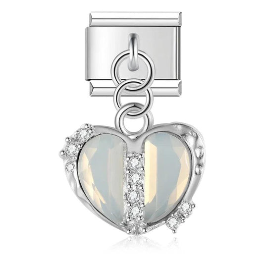 Pearl Heart with Stones, on Silver - Charms Official
