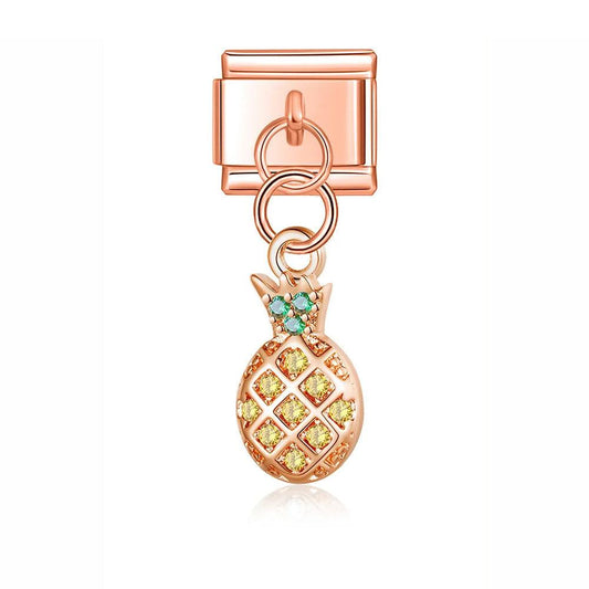 Pineapple with Stones, on Rose Gold - Charms Official