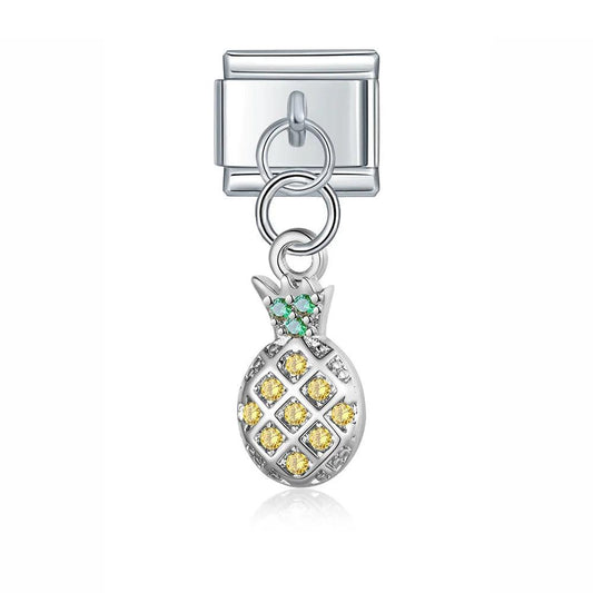 Pineapple with Stones, on Silver - Charms Official