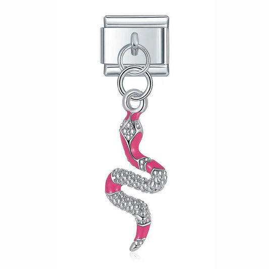 Pink Snake, on Silver - Charms Official
