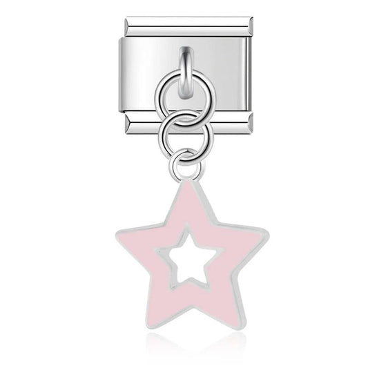 Pink Star, on Silver - Charms Official