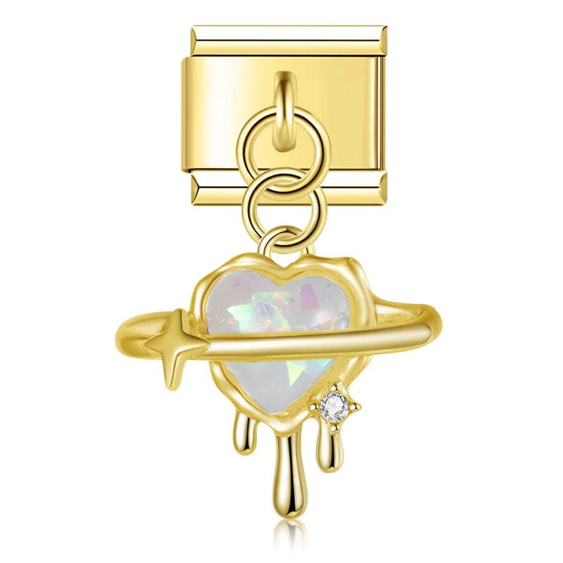 Planet Heart, on Gold - Charms Official