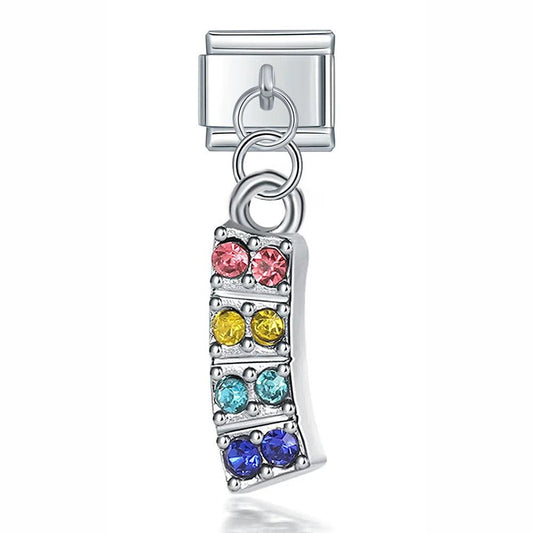 Plate with Multicolor Stones, on Silver - Charms Official