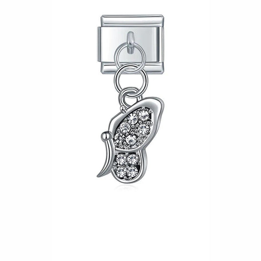 Profile Butterfly with Stones, on Silver - Charms Official