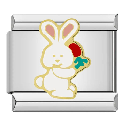 Rabbit and his Carrot, on Silver - Charms Official
