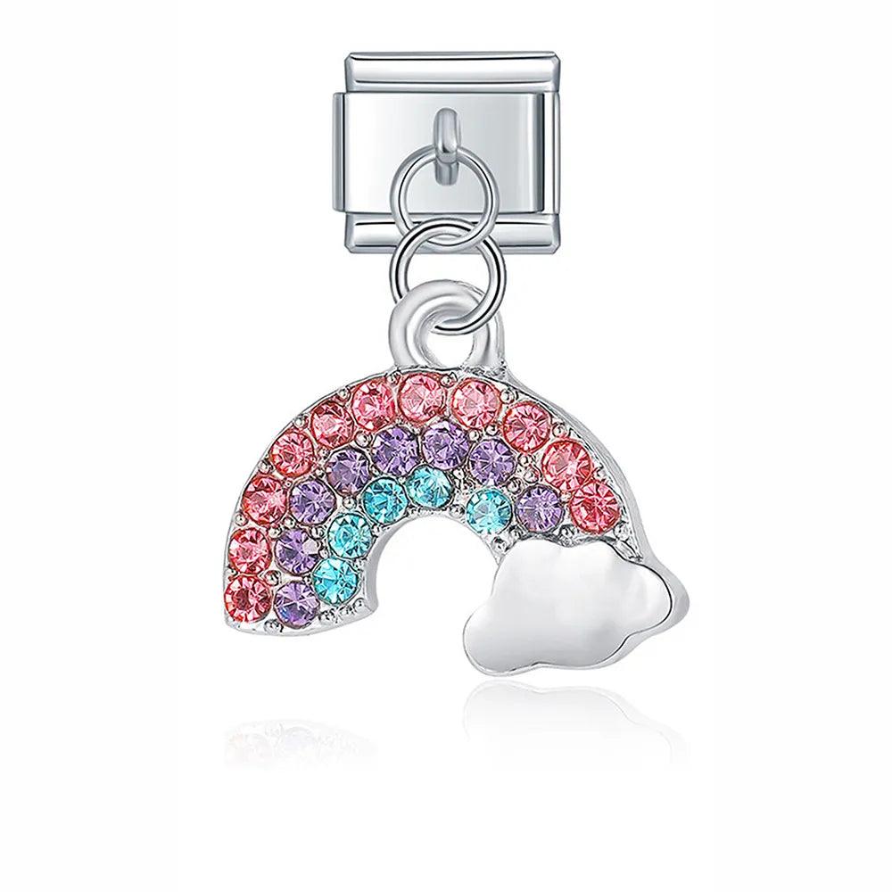 Rainbow with Cloud and Stones, on Silver - Charms Official