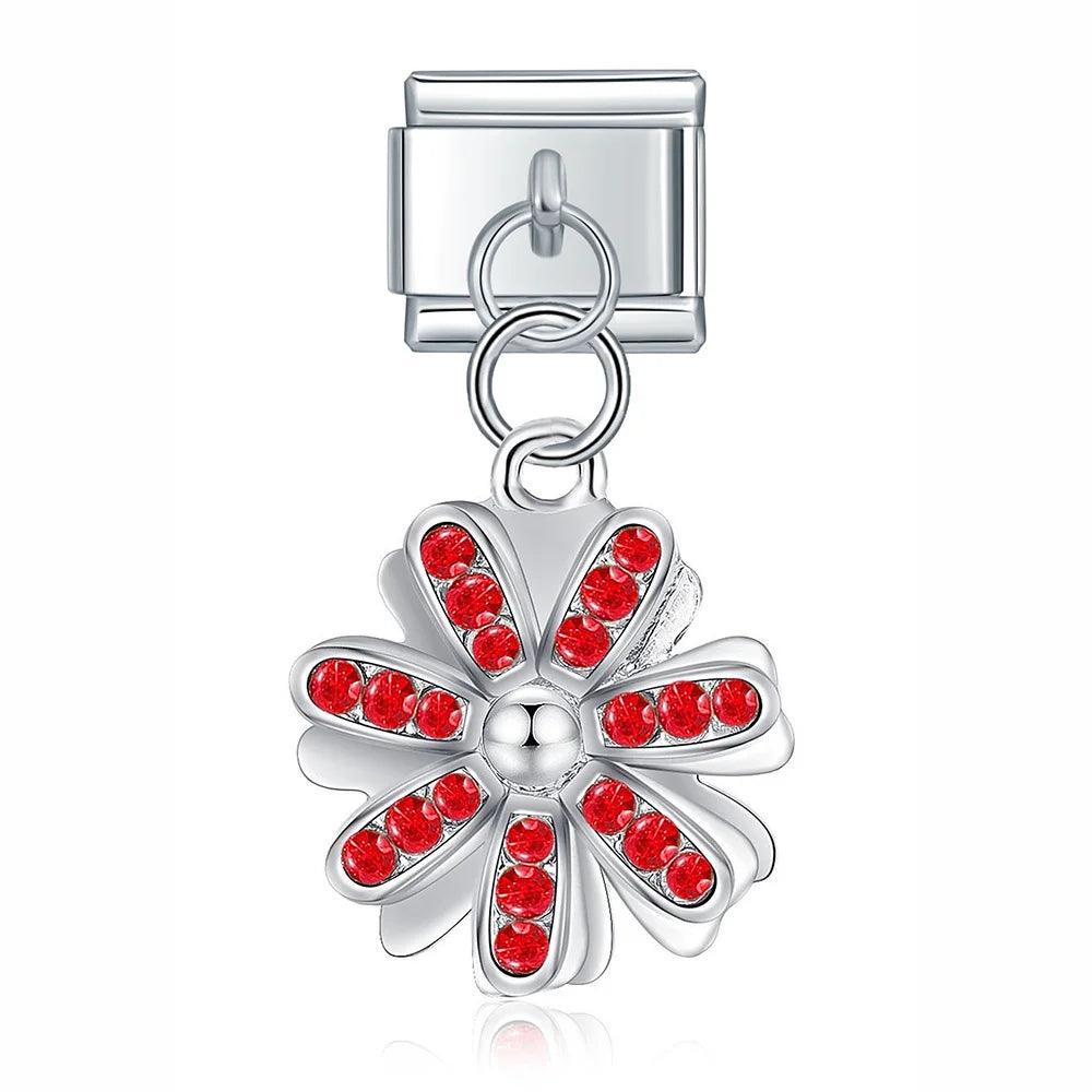 Red Flower with Stones - Charms Official
