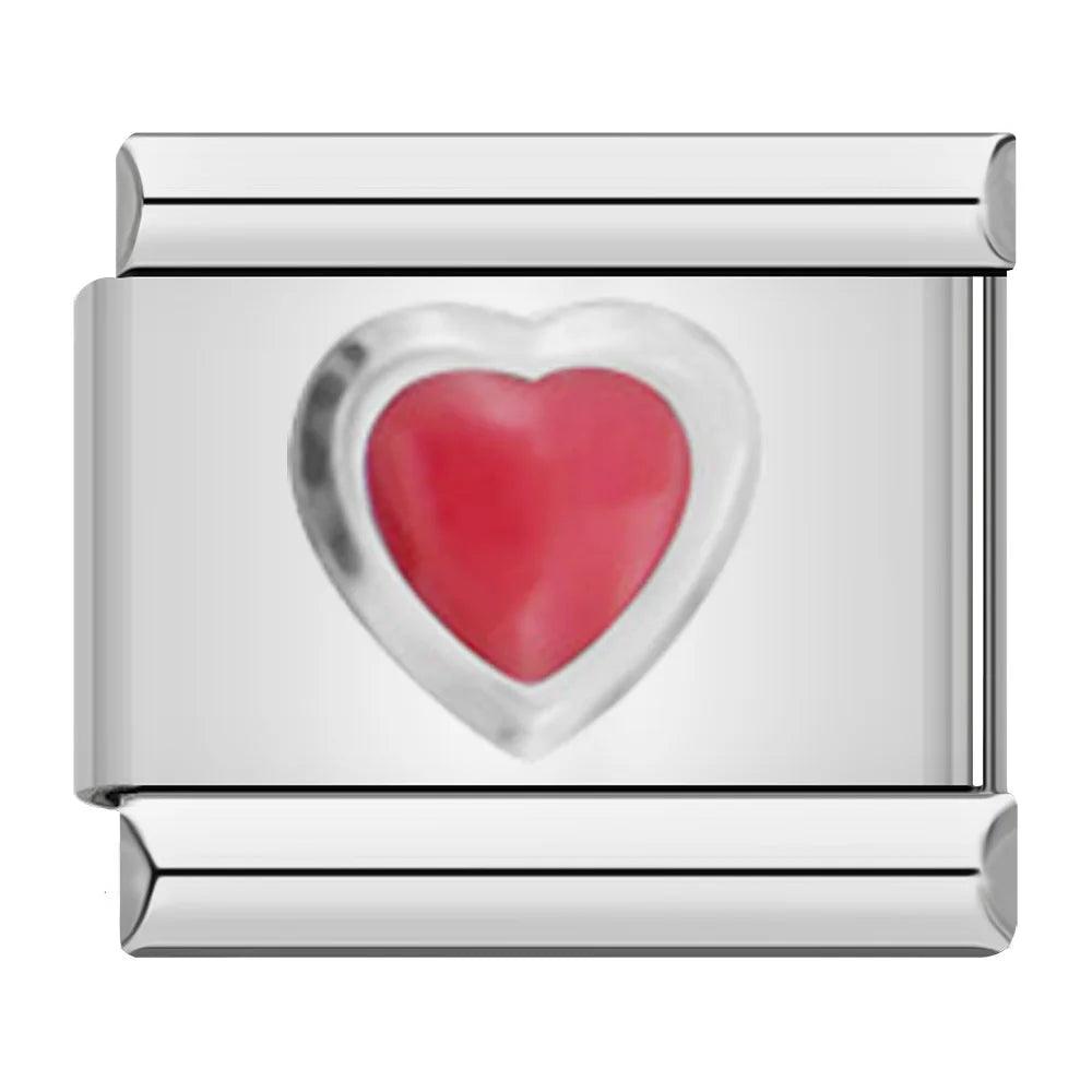 Red Heart, on Silver - Charms Official