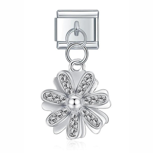 Silver Flower with Stones - Charms Official