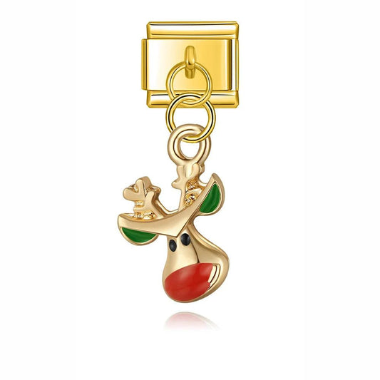 Snow Reindeer with Big Red Nose - Charms Official