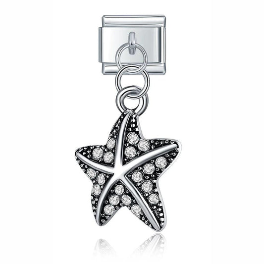Starfish with Stones, on Silver - Charms Official
