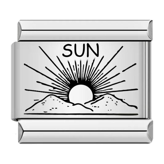 Sun in the Mountains, on Silver - Charms Official