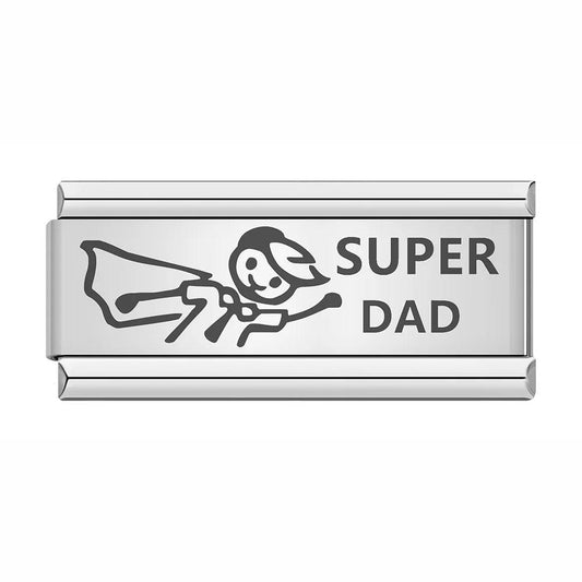 Super Dad, on Silver - Charms Official