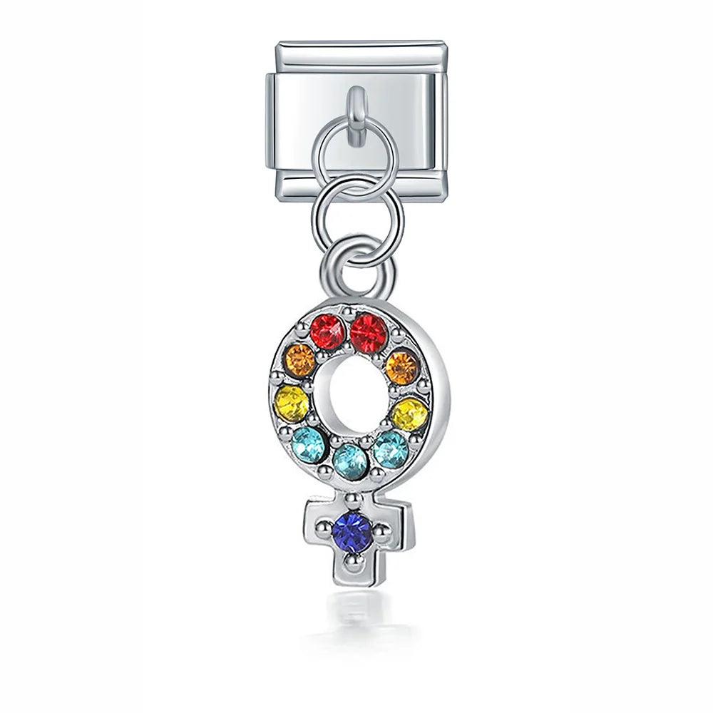 Symbol of Women with Stones, on Silver - Charms Official