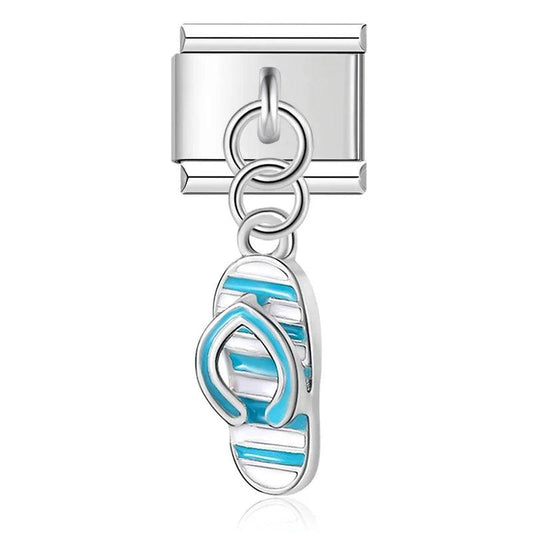 Tong, Turquoise and White, on Silver - Charms Official