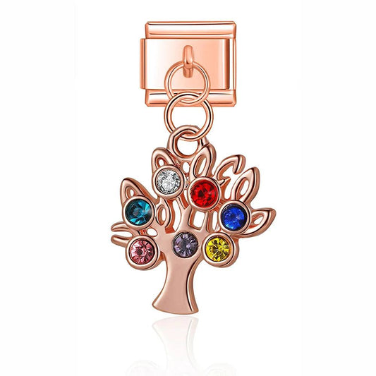 Tree with Multicolor Stones, on Rose Gold - Charms Official