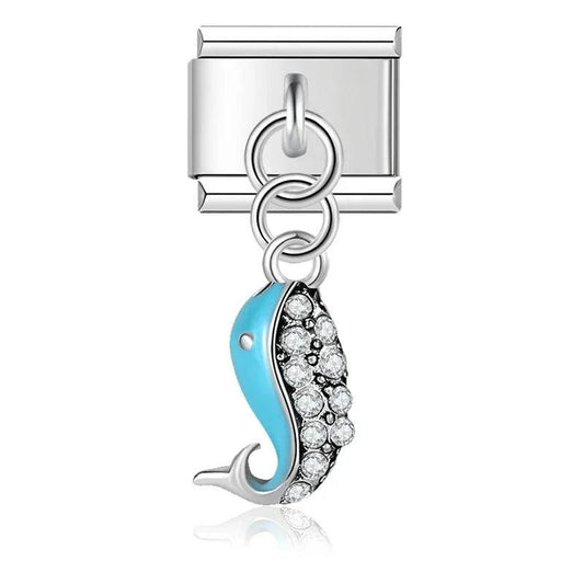 Turquoise Whale with Stones, on Silver - Charms Official