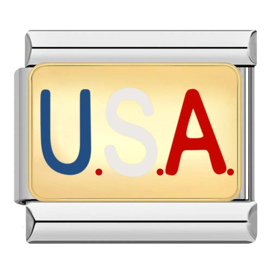 U.S.A, Gold Plate, on Silver - Charms Official