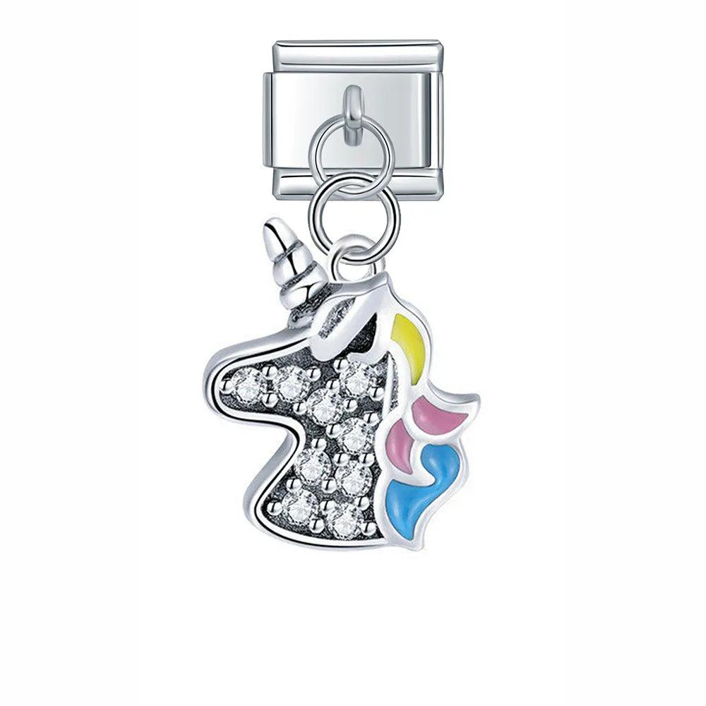 Unicorn with Stones, on Silver - Charms Official