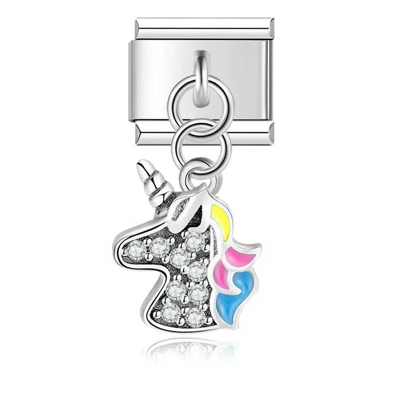 Unicorn with Stones, on Silver - Charms Official