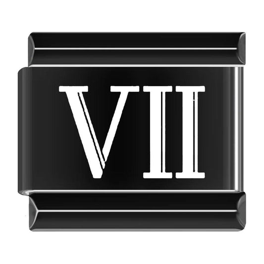 VII, Roman Numeral, on Black - Charms Official