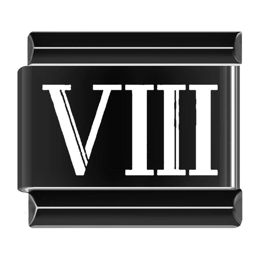 VIII, Roman Numeral, on Black - Charms Official