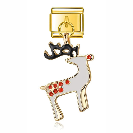 White Christmas Reindeer and Black Horns - Charms Official