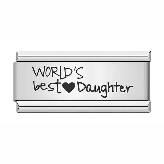 World's Best Daughter, on Silver - Charms Official