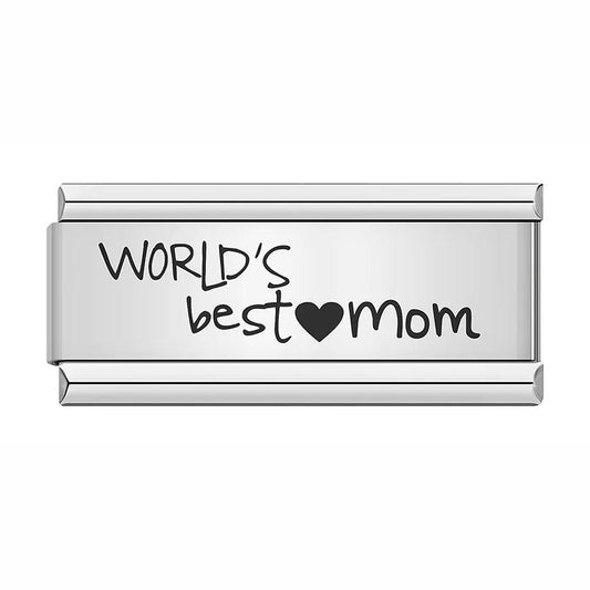 World's Best Mom, on Silver - Charms Official
