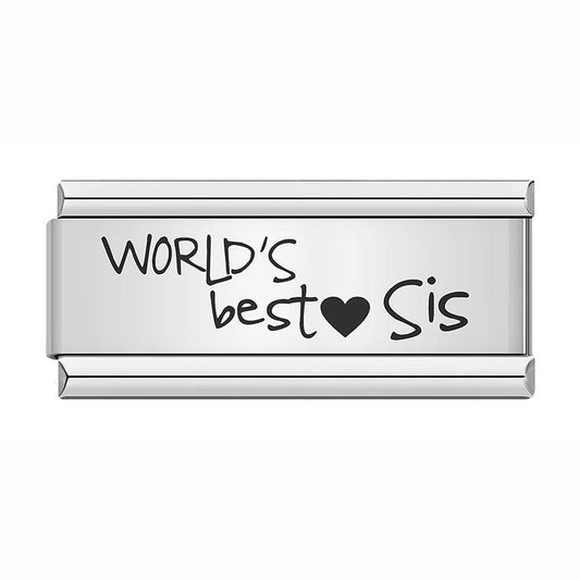 World's Best Sis, on Silver - Charms Official
