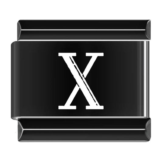 X, Roman Numeral, on Black - Charms Official