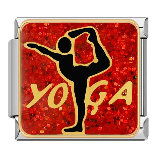 Yoga on a Red Plate, on Silver - Charms Official